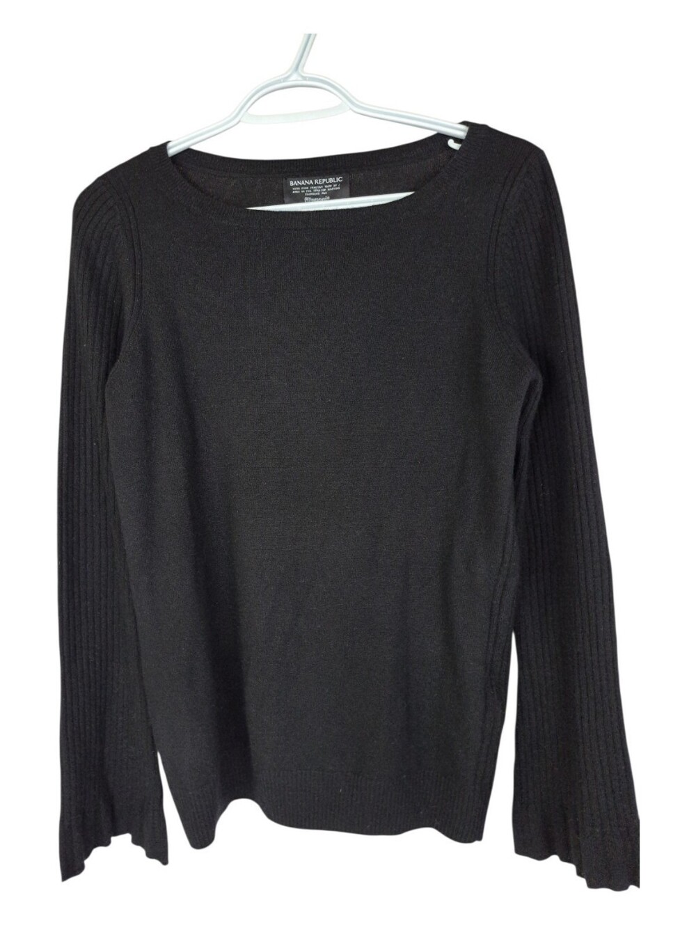 Banana Republic Fine Italian Filpucci Yarn Black Knit Boatneck Sweater - Size M